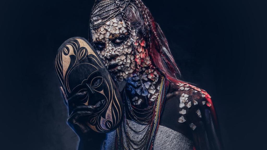 De vrouwelijke koning om het Afrikaanse koninkrijk te beschermen